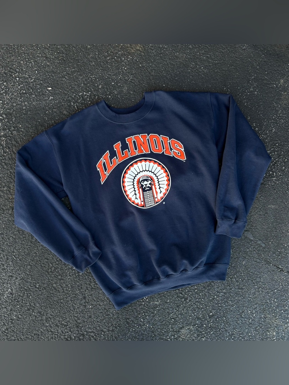 Vintage Illinois Fighting Illini Chief Graphic Crewneck Sweatshirt Size M USA